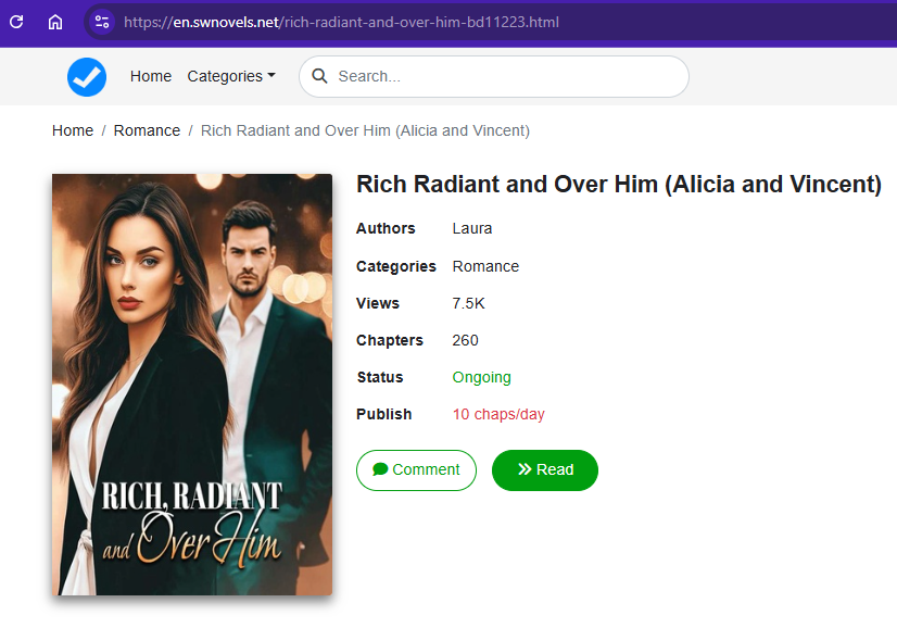 Rich Radiant and Over Him novel Alicia and Vincent read onlne